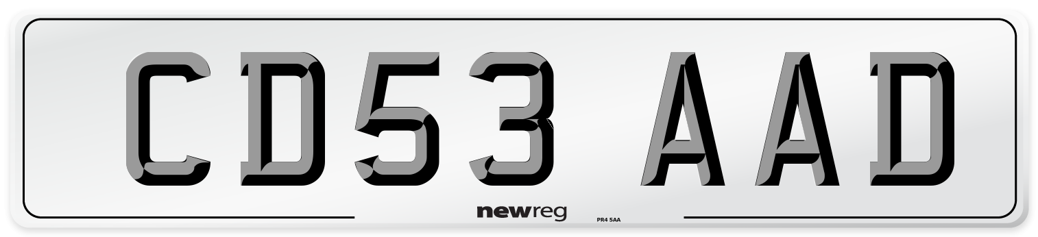 CD53 AAD Number Plate from New Reg